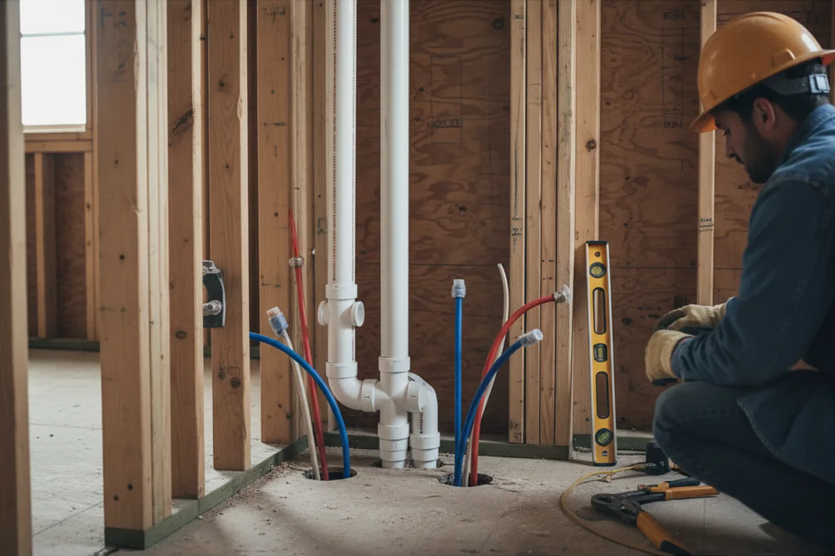 Drain and supply rough-in during Leak Detection in Pleasant Hill